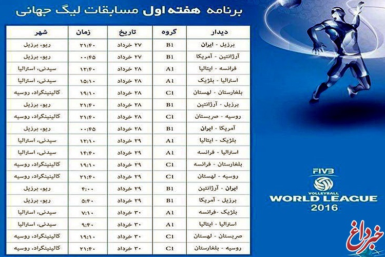 برنامه کامل دیدار‌های تیم ملی والیبال ایران در لیگ جهانی+ عکس