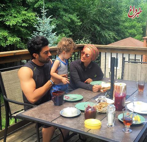 بازیگر زن معروف ایرانی با همسر و پسرش در آمریکا + تصاویر
