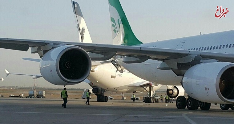 برخورد و تصادف دو هواپیما در فرودگاه امام خمینی (ره) / عکس
