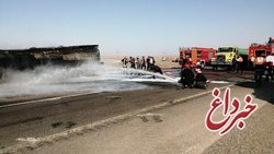 حریق کامیون حامل سوخت گازوئیل در محور بادرود- اردستان