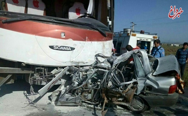 تصادف خونین اتوبوس با پراید در گیلان / ۶ نفر کشته شدند