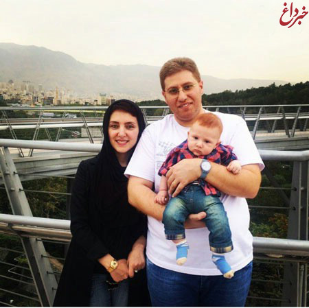 بازیگر معروف زن با همسر و پسرش بر روي پل طبيعت + عکس