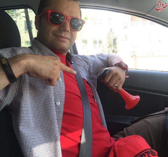 مجری معروف تلویزیون با تیپ قرمز در راه ورزشگاه آزادی + عکس