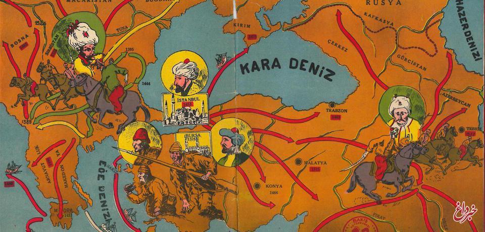 آیا اردوغان واقعا به دنبال کشورگشایی و احیای امپراطوری عثمانی است؟ / نقشه‌هایی در تلویزیون ترکیه نمایش داده می‌شود که در آن، شمال سوریه، موصل عراق و جزایری در دریای اژه در قلمرو سرزمین ترکیه هستند / اردوغان حتی تمایل آتاتورک به ترک موصل و جزایر دریای اژه را خیانت می‌داند
