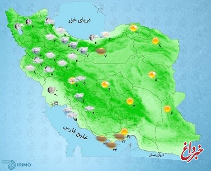 وضعیت آب و هوا، امروز ۱ آذر ۱۴۰۰ / بارش باران در بیشتر مناطق نیمه غربی کشور