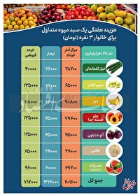 یک خانوار سه نفره در ماه چقدر میوه مصرف می کنند؟