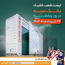 لیست شعب کشیک بانک سپه در روز پنجشنبه بیست و دوم خردادماه