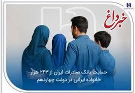 حمایت بانک صادرات ایران از 243 هزار خانواده ایرانی در دولت چهاردهم